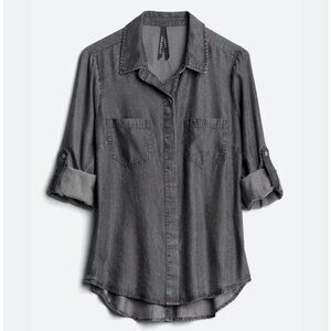Liverpool Sandi Chambray Relaxed Button Down Top